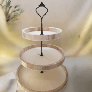 3-stöckige Etagere aus Holz in natürlicher Farbe, ideal zum Basteln