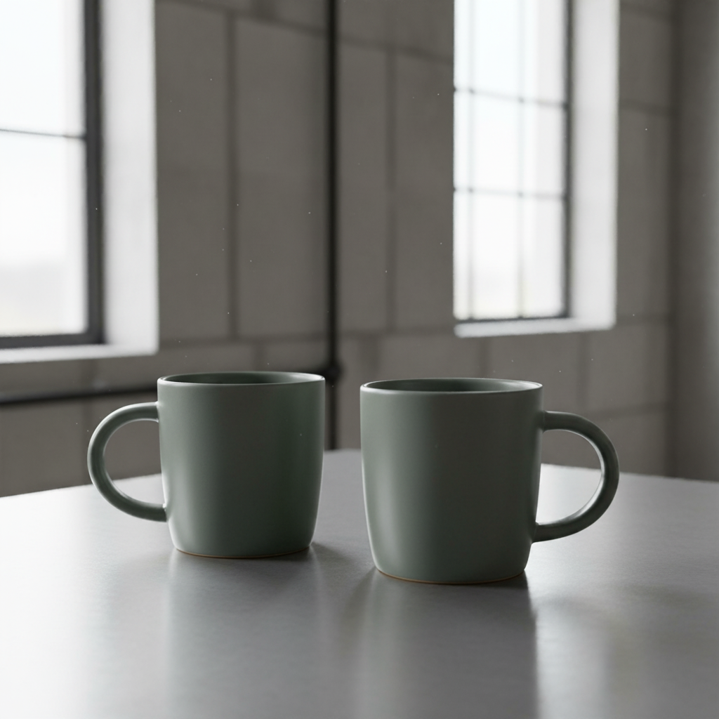 Becher im Landhausstil aus Keramik, ansprechendes Design, matt