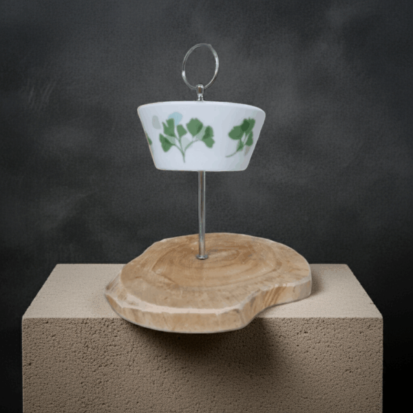 2-stöckige Etagere aus Porzellan und Holz, neu im Sortiment – Bild 2