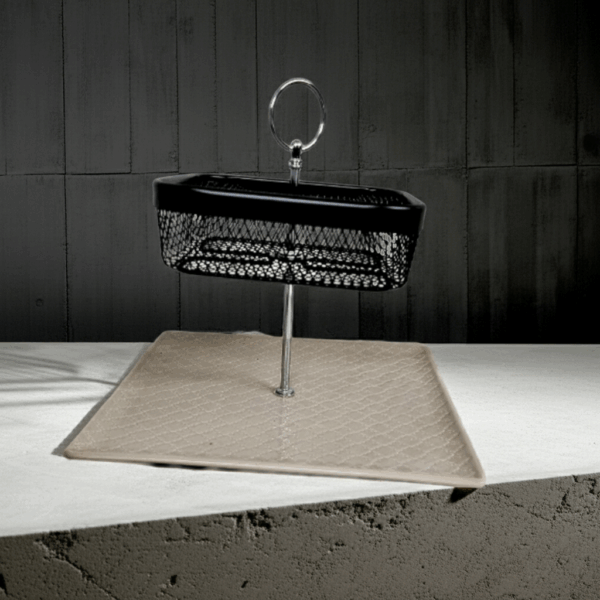 2-stöckige Etagere im industriellen Design, Unikat mit eckiger Form – Bild 5