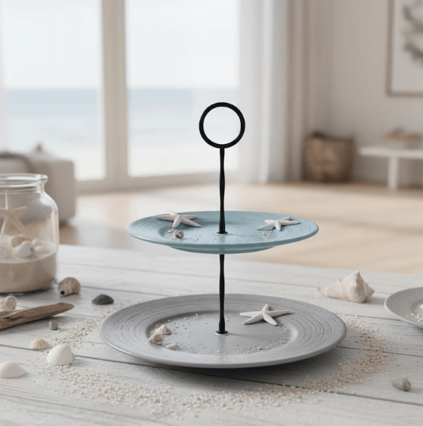 Cottage-Style, handgefertigte 2-stöckige Etagere, für Liebhaber