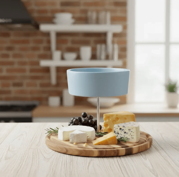 2-stöckige Etagere, Keramikschale und massivem Holzteller, Landhaus-Flair