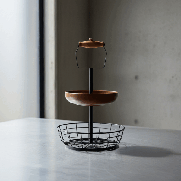 2-stöckige Etagere im industriellen Design, handgefertigt, ein Einzelstück – Bild 3