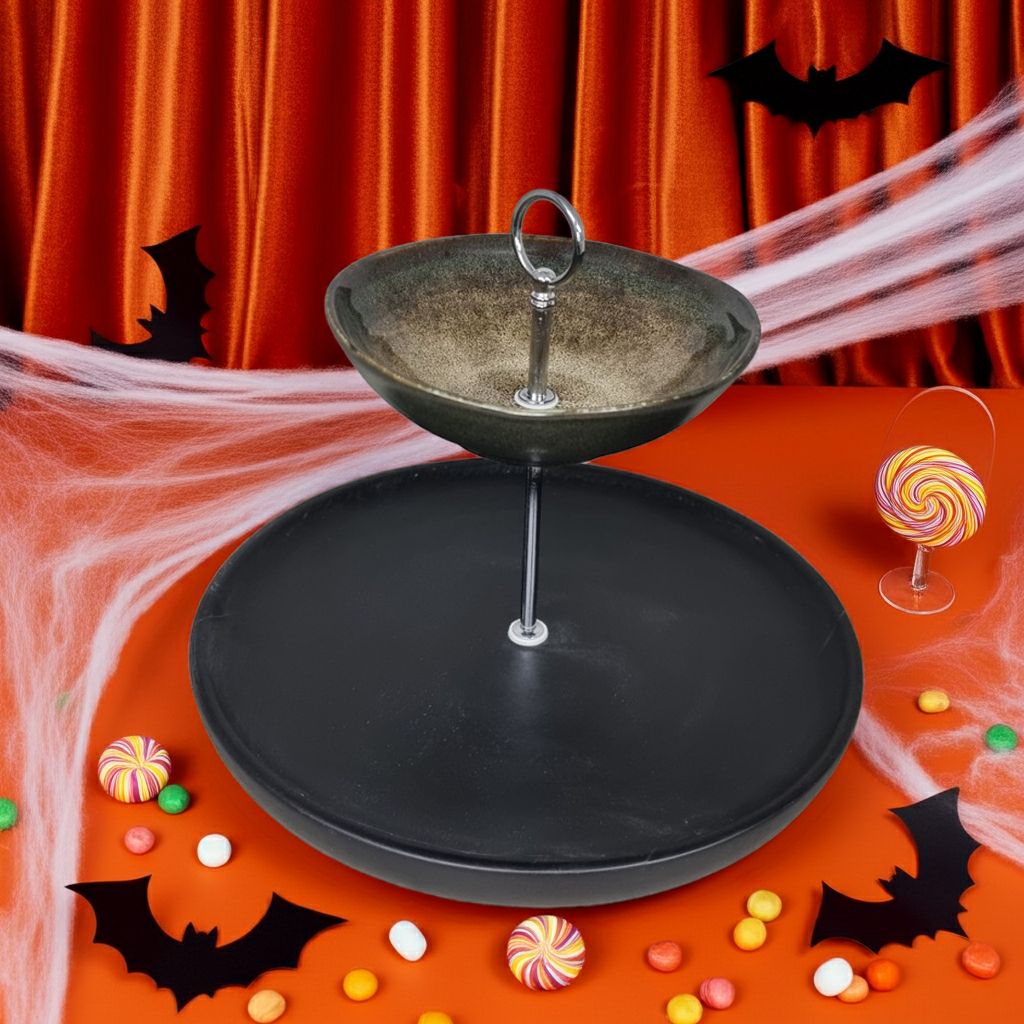 Etagere aus Holz und Keramik, bringt natürliche Eleganz auf deinen Tisch