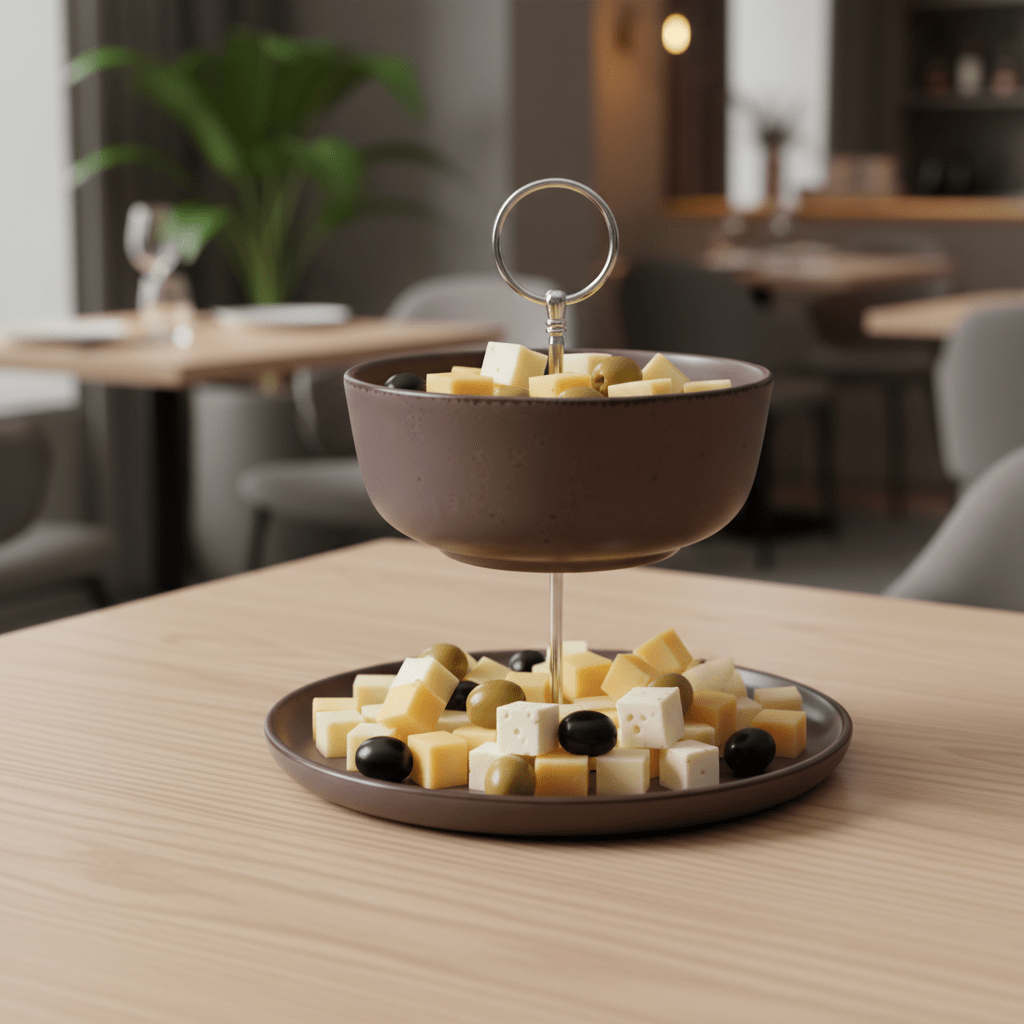 Zeitlose Tischdekoration im Cottage-Style, Etagere 2-stöckig braun