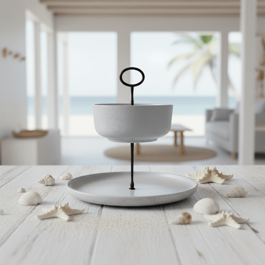 Zeitlose Tischdekoration im Cottage-Style, Etagere 2-stöckig weiß