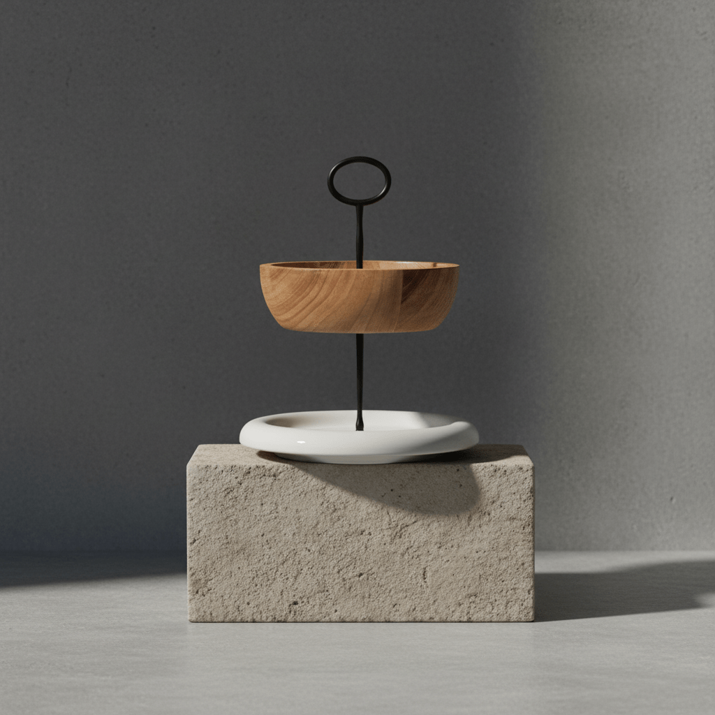 Elegante Holz-Keramik-Etagere – Ideal für Fingerfood, Nüsse & kleine Leckereien