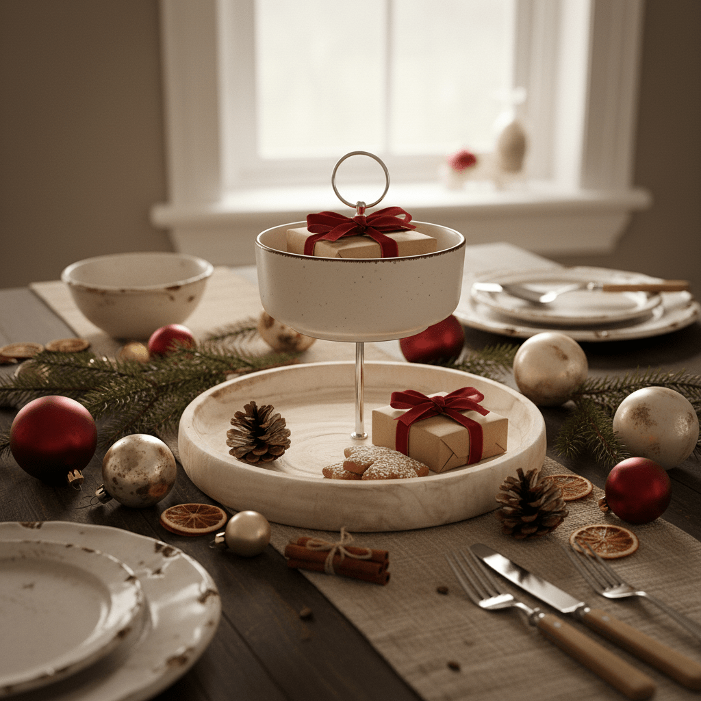 2-stöckige Etagere, Landhaus-Feeling inklusive, Für Weihnacht & Nüsse