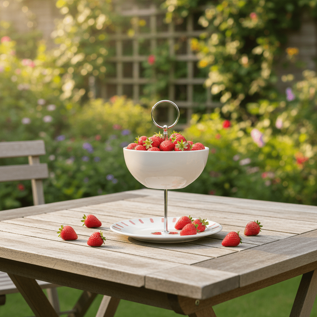 Handgefertigte Etagere, Erdbeer-Design „Strawberries – Garden“