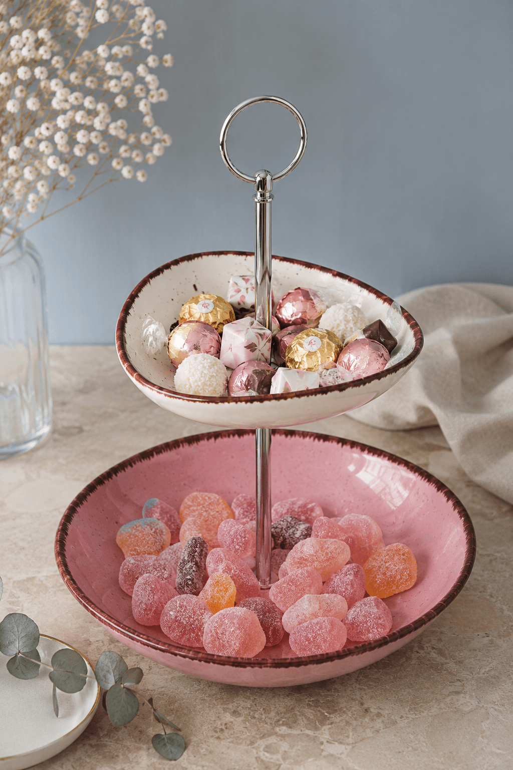 Rosa Candy Bar Etagere – Handgefertigtes Unikat für Bonbons, Pralinen & Weingummi