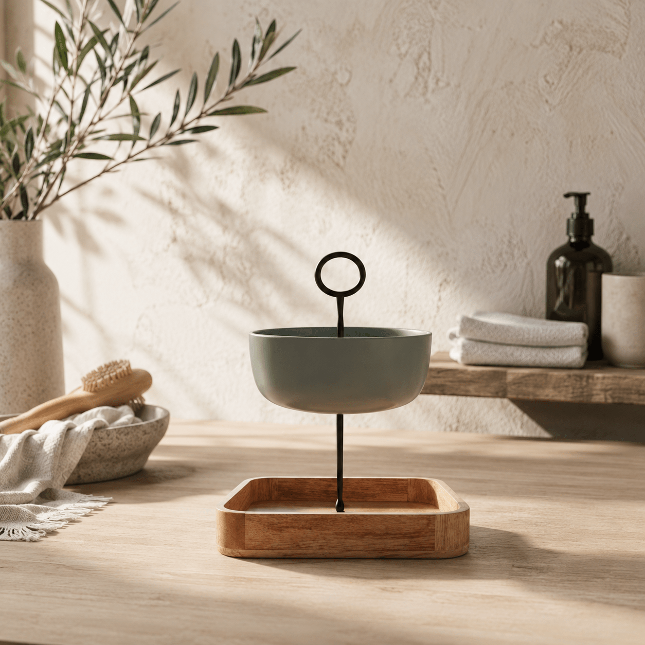 Design trifft Natur – Etagere aus Mangoholz & Keramik