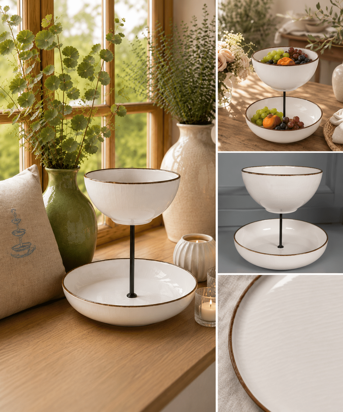 Etagere mit Schale und Schüssel aus Keramik | Handgefertigt im skandinavischen Design