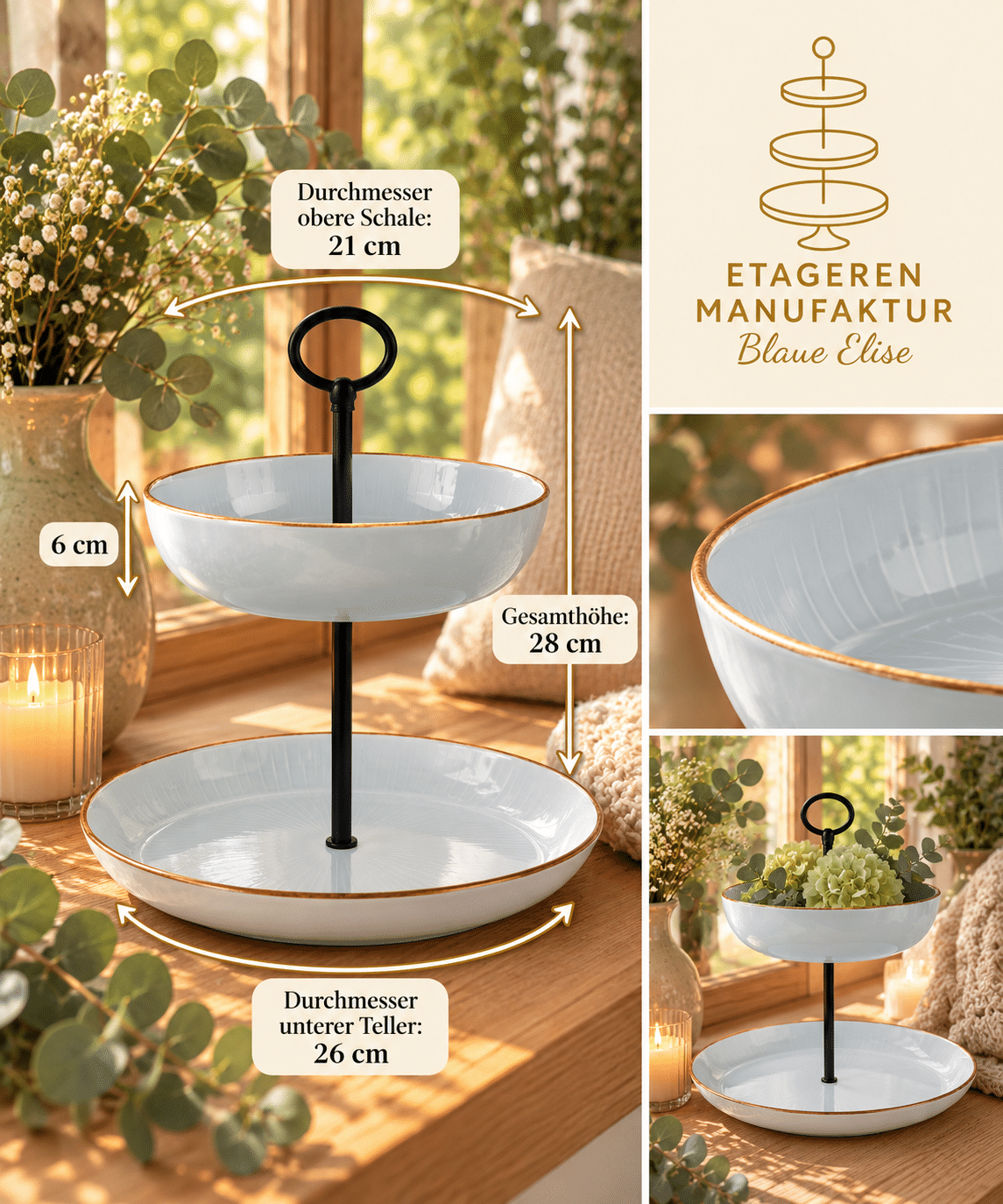 Etagere aus Keramik – Handgefertigtes Design im scandivanischen Style, light grey